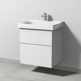 Sanipa 3way Waschtischunterbau zu Geberit Xeno2 Waschtisch mit 2 Auszügen, Weiß-Soft SM66043