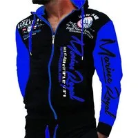 Jaylvis Collegejacke Herren Sweatjacke Sportjacke Joggingjacke mit lässiger Kapuze Marine Royal