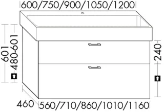 Burgbad Waschtischunterschrank zu Keramik System 30 Preisgruppe 4 Sana 601x860x460 Salbeigrau WYJX086F5968