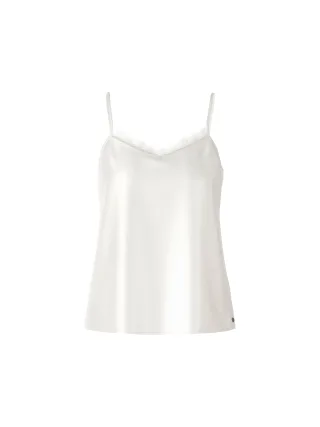 Marc Cain Additions - Seiden-Top mit Spitze off-white - Gr. - 40