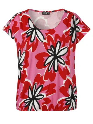 VIA APPIA DUE - T-Shirt mit floralem Allover-Print und Rundhalsausschnitt pink/rot - Gr. - 46