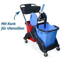 Hypafol Putzwagen, (SET, 2x Eimer, Mopp-Presse, 3x Wisch-Möppe, Mikrofasertücher, Kehrgarnitur)