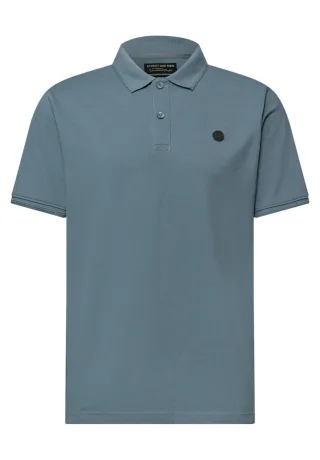 Street One - Basic Komfort-Poloshirt mit Kurzarm blau - Gr. - L