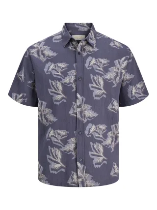JACK&JONES - JORMONTAUK AOP SHIRT SS JNR Odyssey Gray - Gr. - 152