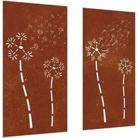 vidaXL Wandbild 2-tlg. Garten-Wanddeko 105x55 cm Cortenstahl Blumen-Design, (1 St)