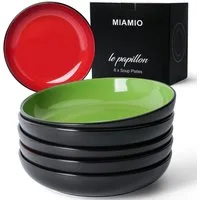 MiaMio Suppenteller Suppenteller 6er Set (900 ml), Pasta Teller, Tiefe Teller