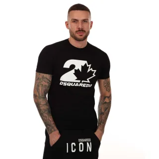 T-shirt Maple Leaf Logo DSquared2 Pour Homme en Noir