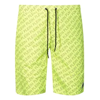 Philipp Plein Repetitive Long Logo Fluoreszierend Gelb Badeshorts