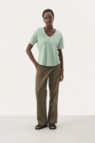 T-shirt Relaxed fit Green Mini Grid Flower floral
