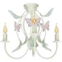 Licht-Erlebnisse Deckenleuchte SUMMER, ohne Leuchtmittel, Deckenlampe Weiß Rosa Metall Floral Schlafzimmer