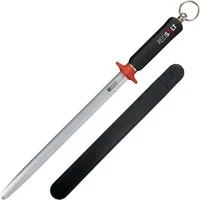 REDSALT® Wetzstahl Premium Wetzstahl ovaler Microfein Saphirzug für hochwertige Messer, Made in Solingen, HRC 65, Ergonomischer Griff, Ovaler Form, Laser Logo