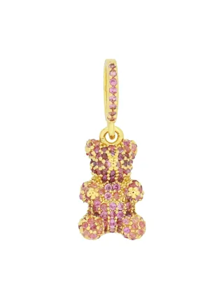 Fashionbox Anhänger Messing vergoldet Teddy mit Glassteinen pink