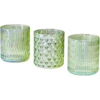 Levandeo® Teelichthalter, 3er Set Teelichthalter Grün Glas Windlicht Tischdeko Kerzenhalter