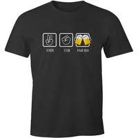 MoonWorks Print-Shirt Herren T-Shirt Schere, Stein, paar Bier lustiges Trink Shirt Saufen mit Print