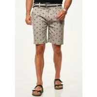 SOULSTAR Chinoshorts für Herren mit Palmenmuster & Gürtel im Regular-Fit Kurze Hose Sommer-Shorts Bermuda mit Stretchanteil