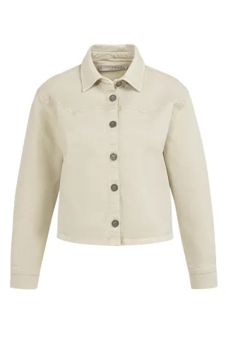 Yaya - Jeansjacke mit Ziernähten beige - Gr. - 42