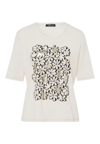 FRANK WALDER - Shirt MONOCHROME ESSENCE mit Placement-Print schwarz/cashew - Gr. - 44