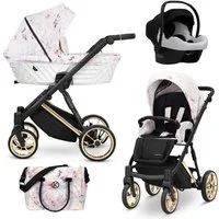 KUNERT Kombi-Kinderwagen Ivento Premium 3in1 Kinderwagen mit Goldrahmen und Zubehör, 2in1-Set mit Tragetasche und Sportsitz
