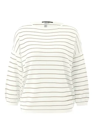 qs - Strickpullover beige/weiß - Gr. - S