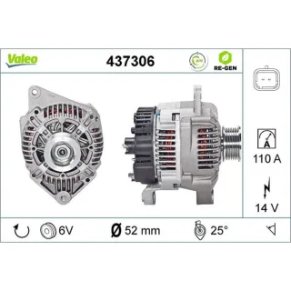 Valeo Lichtmaschine 110A Renault Clio Kangoo 437306