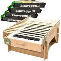 BURI Holzkohlegrill 5x Öko Einweggrill Einmalgrill Einmal Grill rauchfrei nachhaltig