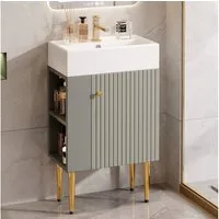 Flieks Waschtisch mit Seitenfächern (B55/T31/H91,5 cm, 1-St., bodenstehend, Badschrank mit Ablagen), Waschbeckenunterschrank mit Waschbecken Badmöbel in Breite 55 cm