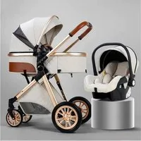 TPFFamily Kombi-Kinderwagen Babyschale Baby Buggy Babywanne Windeltasche, Moskitonetz Regenschutz Kinderwagen 3 in 1 inkl. Zubehörset Weiß