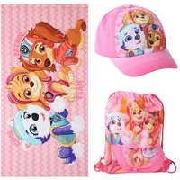 PAW PATROL Strandtuch Kinder Set mit Strandtuch 70 × 140 cm Turnbeutel und Baseballkappe