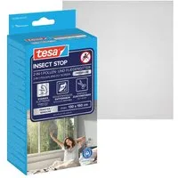 tesa Pollenschutzgitter, (Komplett-Set, 1-St., INSECT STOP, selbstklebendem Klettband - Anthrazit - 130 cm x 150 cm), zuschneidbarer, transparenter Pollenschutz für Allergiker