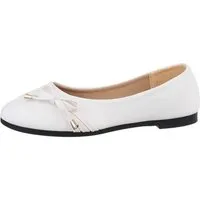 Ital-Design Damen Freizeit Ballerina (85894102) Blockabsatz Klassische Ballerinas in Weiß