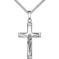 JEVELION Kette mit Anhänger Kruzifix Kreuz Anhänger Silber - Made in Germany (Silberanhänger, für Damen und Herren), Mit Silberkette 925 - Länge wählbar 36 - 70 cm.