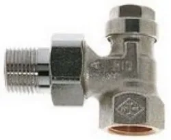 Radiator-Verschraubung Heimeier Regulux Eckform, DN 15, Rotguss vernickelt 0351-02.000