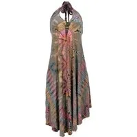 Guru-Shop Midikleid Rückenfreies Unikat Batik Midikleid, Neckholder.. alternative Bekleidung