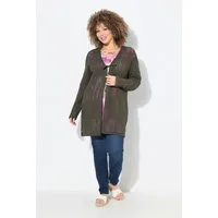 Ulla Popken Strickjacke Strickjacke Lochstrick Oversized V-Ausschnitt