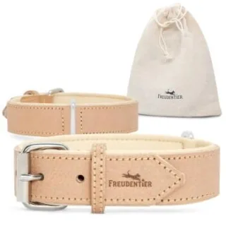 Freudentier gefüttertes Halsband aus Leder sand 61,5 cm, 3,5 cm