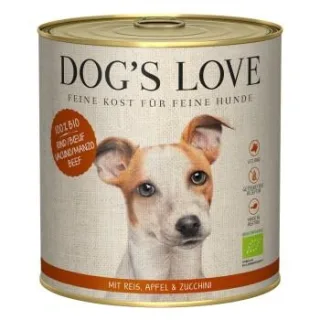 DOG'S LOVE Nassfutter Hund, Adult, Bio Rind mit Reis, Apfel und Zucchini 6x800 g