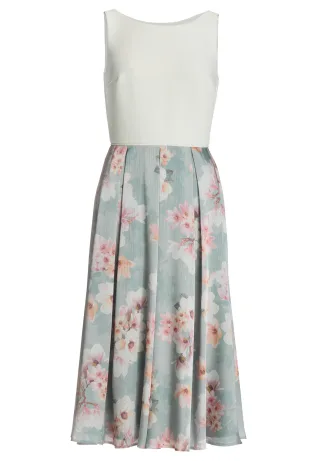 SWING - Cocktailkleid mit floral bedrucktem Rock und Scuba Oberteil ice blue/ivory - Gr. - 38
