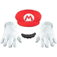 Disguise Kostüm Mario Kinder-Accessoires-Set Super Mario Videospiel weiss-rot-schwarz