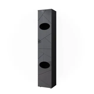 Vicco Wäscheschrank, Anthrazit, Holzwerkstoff, 3 Fächer, Rechteckig, 37.2x192x32 cm, Badezimmer, Badezimmerschränke, Hochschränke