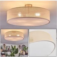 hofstein Deckenleuchte Deckenlampe aus Metall/Papiergeflecht/Stoff/Kunststoff in Beige/Weiß, Deckenleuchte im modernen Boho-Design, Ø 50 cm, E27