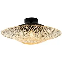Qazqa Außen-Deckenleuchte Rina, ohne Leuchtmittel, Warmweiß, QAZQA Außen Decken­leuchte, e27, Naturel, Bamboo, Orientalisch