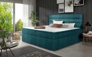 Boxspringbett Schlafzimmerbett FESTO 160x200cm Stoff Jasmine Türkis