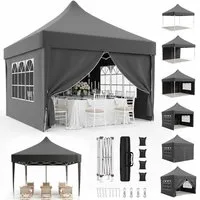 GUNJI Faltpavillon 3x3/3x6m Wasserdicht mit seitenteilen Pop Up Partyzelt, UV-Schutz 50+, Partyzelt höhenverstellbarer, mit Tragetasche, für Garten Camping
