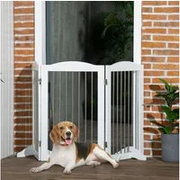 PawHut Hundegitter Absperrgitter Hund Freistehendes 154 x 80 cm Treppenschutzgitter (Treppengitter, 1 St., Schutzgitter), für mittelgroße Hunde, Weiß