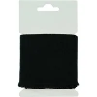 maDDma Stoff 135 x 7 cm nachhaltige Cuff Bündchen Strickbündchen, 001 - schwarz