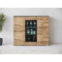 Home affaire Highboard Vera, Highboard mit 4 Türen, 9 Fächern, verglasten Türen