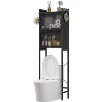 Rutaqian Badregal WC Regal mit Türen ohne Bohren Badezimmerregal Wasserdicht 50x25x165cm, Badregal mit Stauraum und PVC Türen, Platzsparender Badezimmerschrank