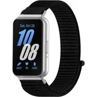 Wigento Smartwatch-Armband Für Samsung Galaxy Fit 3 gewebte Nylon Ersatz Arm Band Klettverschluss