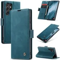 CaseMe Handyhülle Hülle für Samsung Klapphülle Samsung S24 Ultra-Dunkles Zyanblau