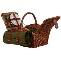 UNUS GARDEN Picknickkorb Weidenkorb für 2 Personen (Abmessung 28/40x32x48cm (HxBxL), inklusive Picknickdecke und inklusive Besteck, Geschirr, uvm.